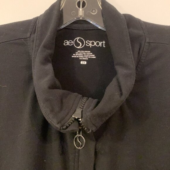 Ae Sport Cotton Blend Black And Color Accent Jacket - Picture 3 of 9